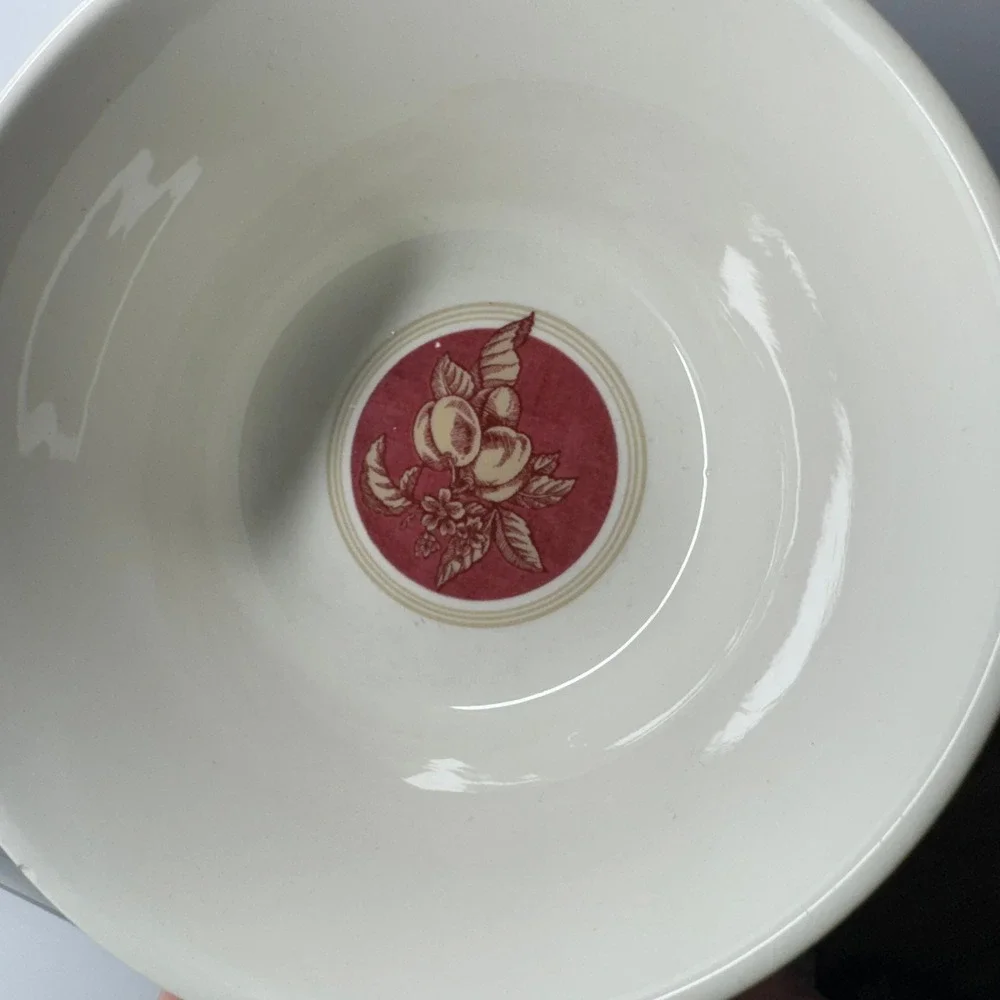 Vintage Waverly Red Floral Ceramic Bowl‎ Kitchenware Cereal Dish Garden Room
